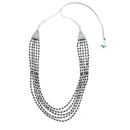 Multi-Layered Beaded Oxidised Necklace Earring Set