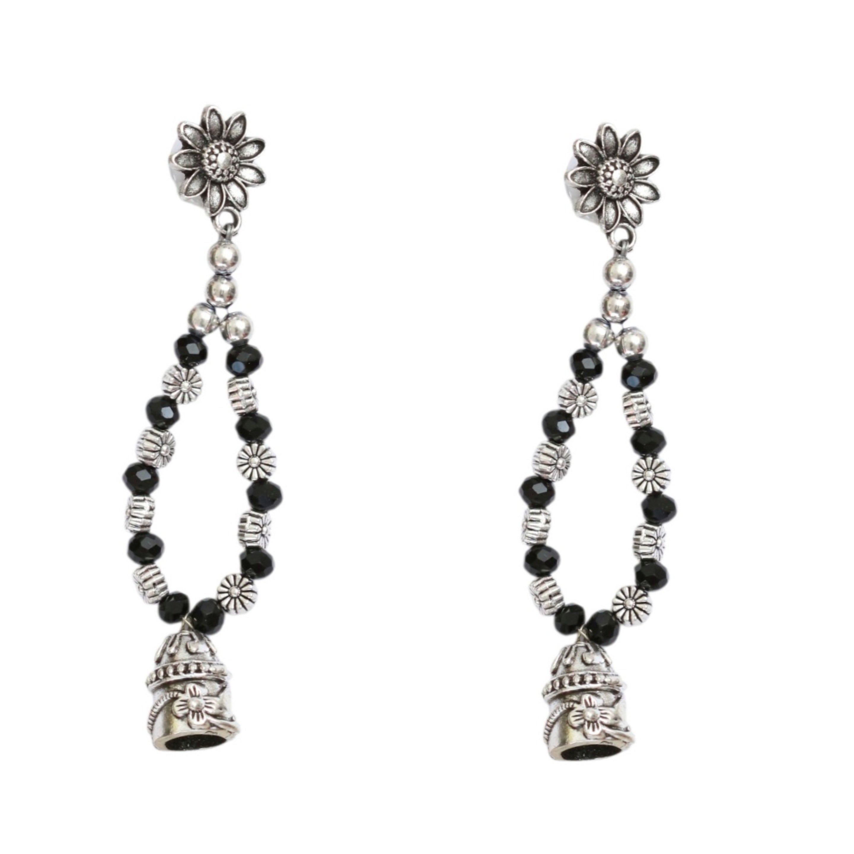 Multi-Layered Beaded Oxidised Necklace Earring Set