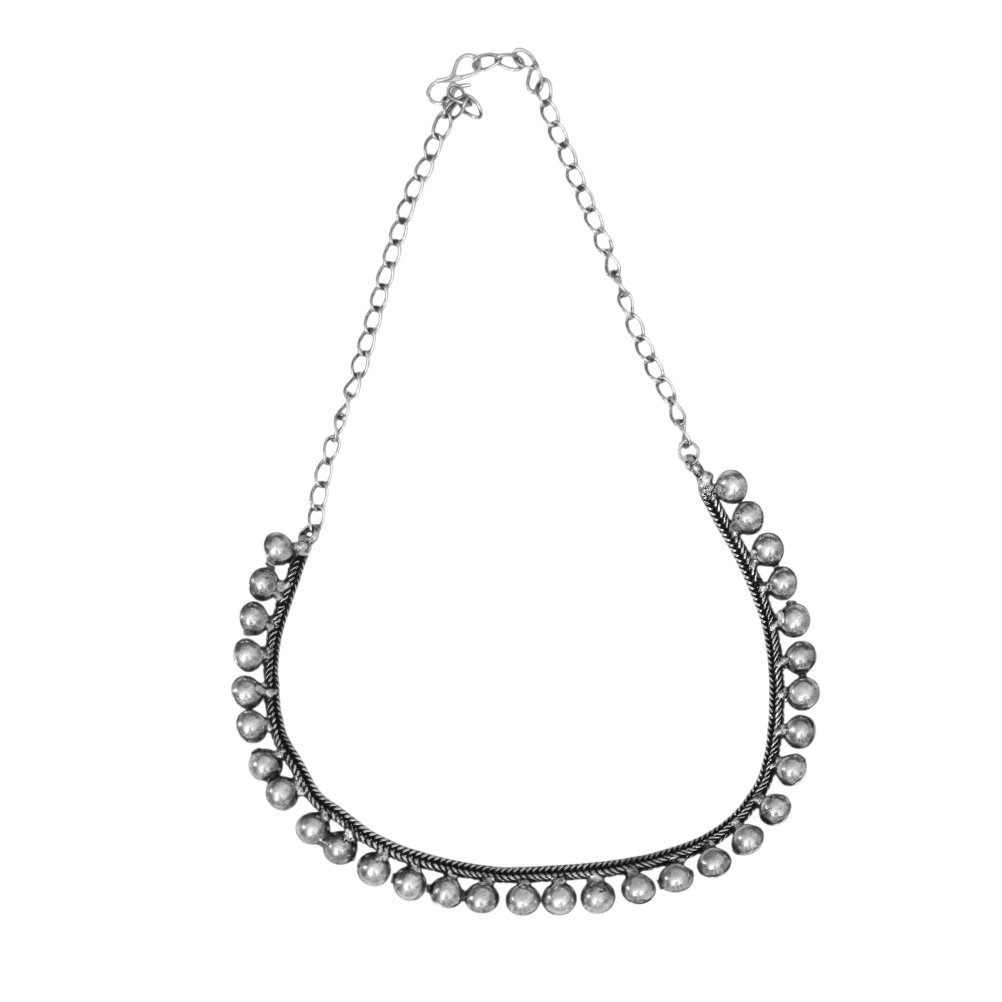 Oxidised Plated Pearl Choker Necklace
