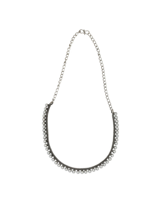 Vintage Style Pearl Oxidized Plated Choker Necklace