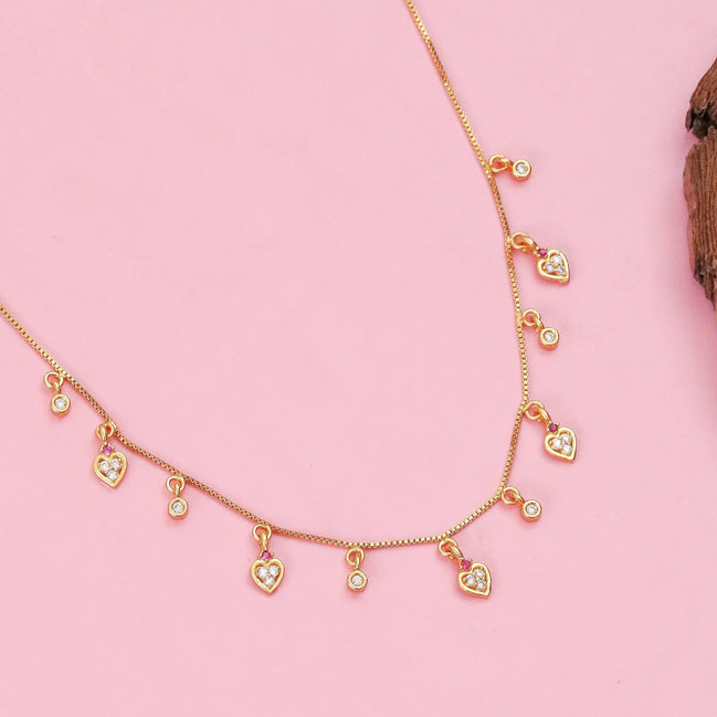 Heart Motif Gold Plated Necklace