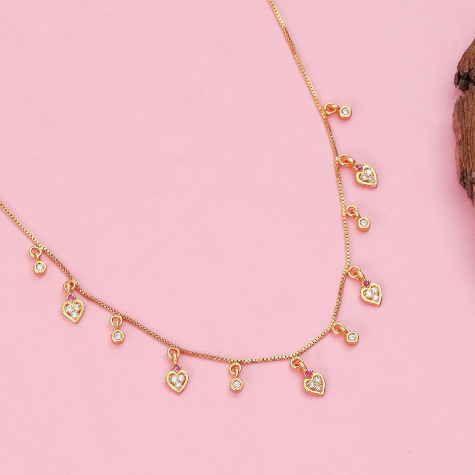 Heart Motif Gold Plated Necklace
