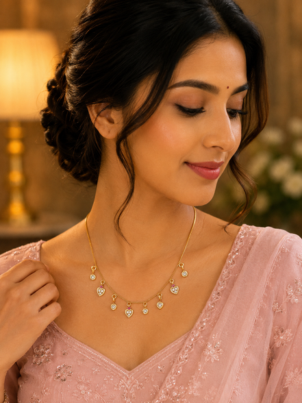 Heart Motif Gold Plated Necklace