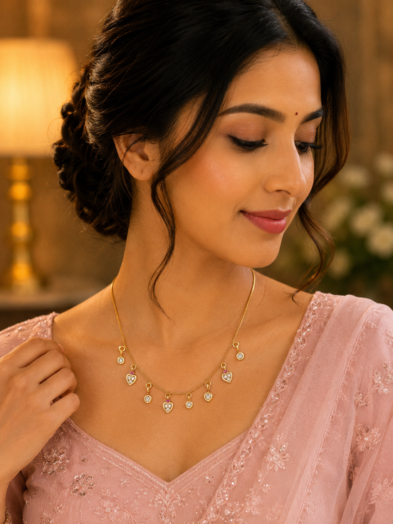 Heart Motif Gold Plated Necklace