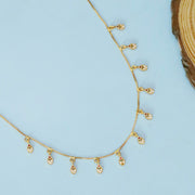 Gold Plated American Diamond Charm Necklace with Dangling Drop Charms