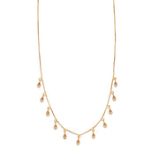Gold Plated American Diamond Charm Necklace with Dangling Drop Charms