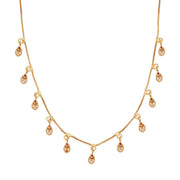 Gold Plated American Diamond Charm Necklace with Dangling Drop Charms