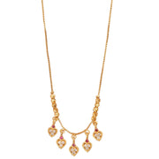 Gold Plated American Diamond Heart Charm Necklace with Stone Studded Dangle Charms