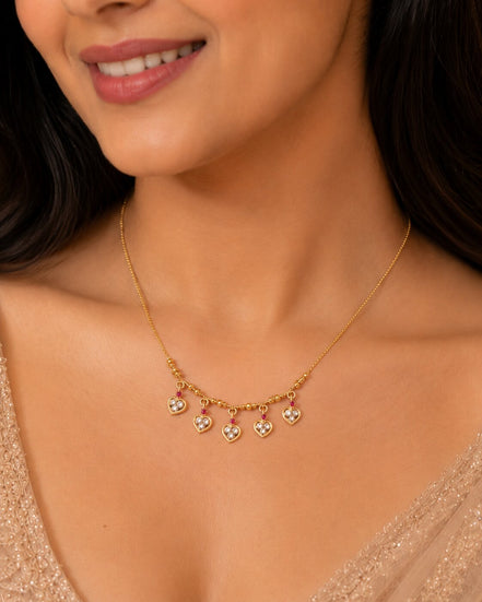 Elegant Heart Pendant Gold Plated Necklace