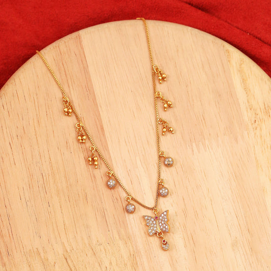 Dangling Butterfly Pendant Gold Plated Necklace