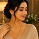 Gold Plated American Diamond Butterfly Pendant Necklace with Dangling Charms