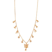 Dangling Butterfly Pendant Gold Plated Necklace