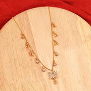 Gold Plated American Diamond Butterfly Pendant Necklace with Dangling Charms