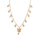 Gold Plated American Diamond Butterfly Pendant Necklace with Dangling Charms