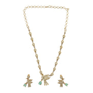 Designer Bird Pendant Mehendi Plated Necklace Set with Earrings