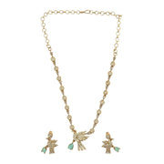Designer Bird Pendant Mehendi Plated Necklace Set with Earrings