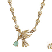 Designer Bird Pendant Mehendi Plated Necklace Set with Earrings