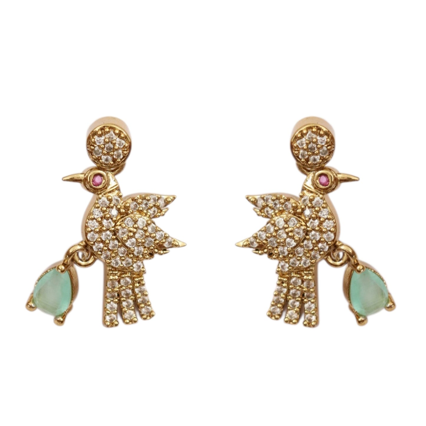 Designer Bird Pendant Mehendi Plated Necklace Set with Earrings