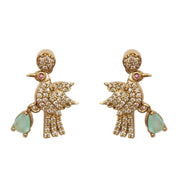 Designer Bird Pendant Mehendi Plated Necklace Set with Earrings