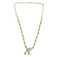 Designer Bird Pendant Mehendi Plated Necklace Set with Earrings