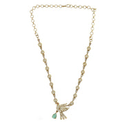 Designer Bird Pendant Mehendi Plated Necklace Set with Earrings