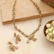 Designer Bird Pendant Mehendi Plated Necklace Set with Earrings
