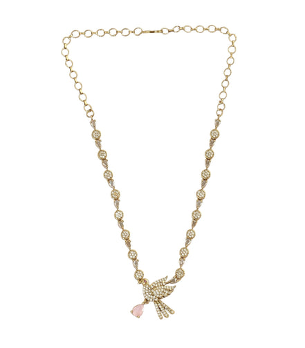 Designer Bird Pendant Mehendi Plated Necklace Set with Earrings