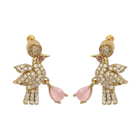 Designer Bird Pendant Mehendi Plated Necklace Set with Earrings