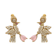 Designer Bird Pendant Mehendi Plated Necklace Set with Earrings