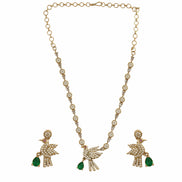 Designer Bird Pendant Mehendi Plated Necklace Set with Earrings