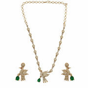 Designer Bird Pendant Mehendi Plated Necklace Set with Earrings