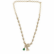 Designer Bird Pendant Mehendi Plated Necklace Set with Earrings