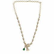 Designer Bird Pendant Mehendi Plated Necklace Set with Earrings