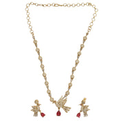 Designer Bird Pendant Mehendi Plated Necklace Set with Earrings