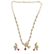 Designer Bird Pendant Mehendi Plated Necklace Set with Earrings