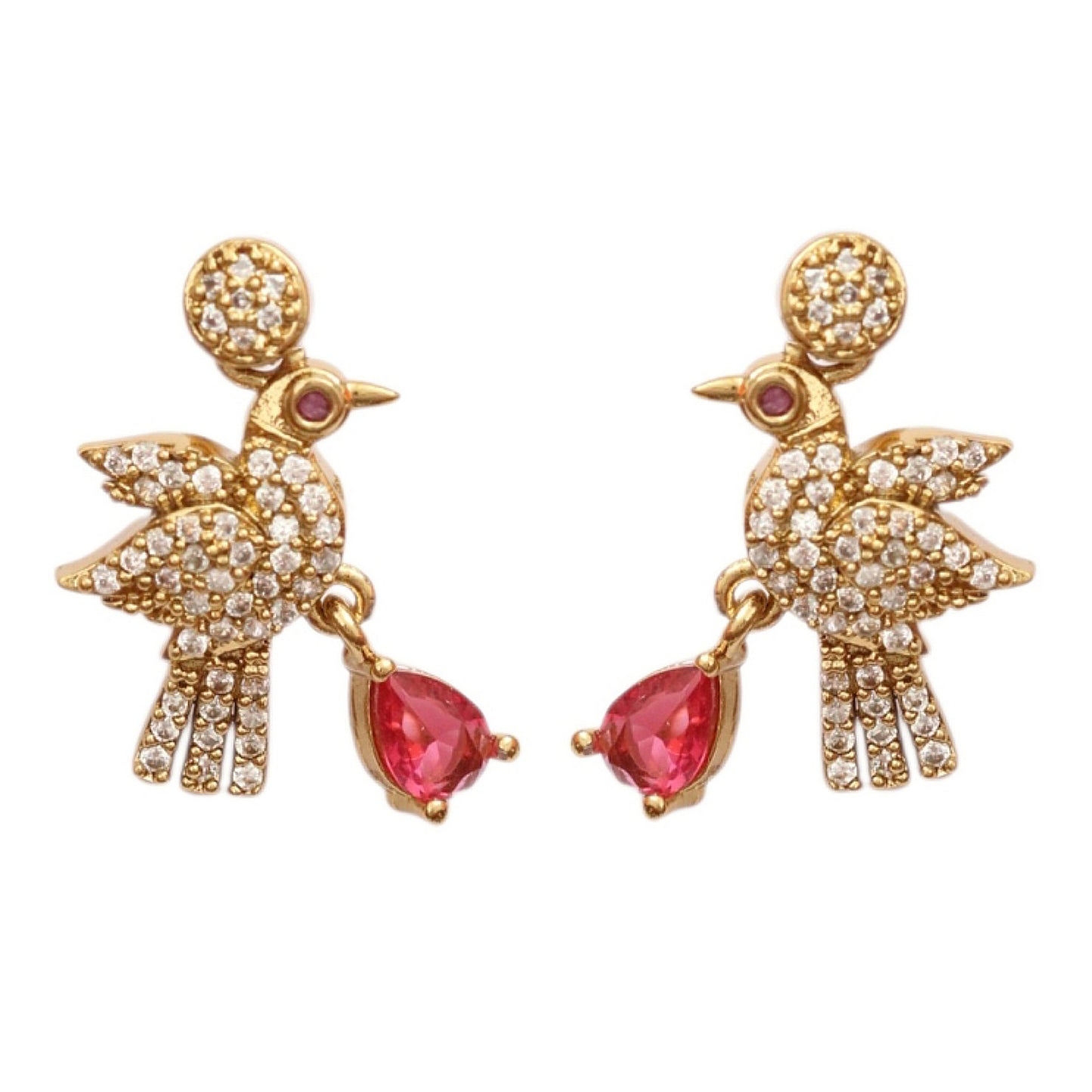 Designer Bird Pendant Mehendi Plated Necklace Set with Earrings