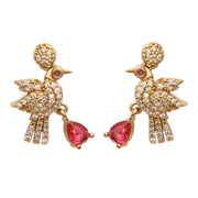 Designer Bird Pendant Mehendi Plated Necklace Set with Earrings