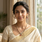 Designer Bird Pendant Mehendi Plated Necklace Set with Earrings