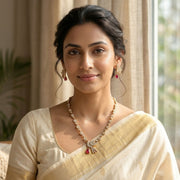 Designer Bird Pendant Mehendi Plated Necklace Set with Earrings