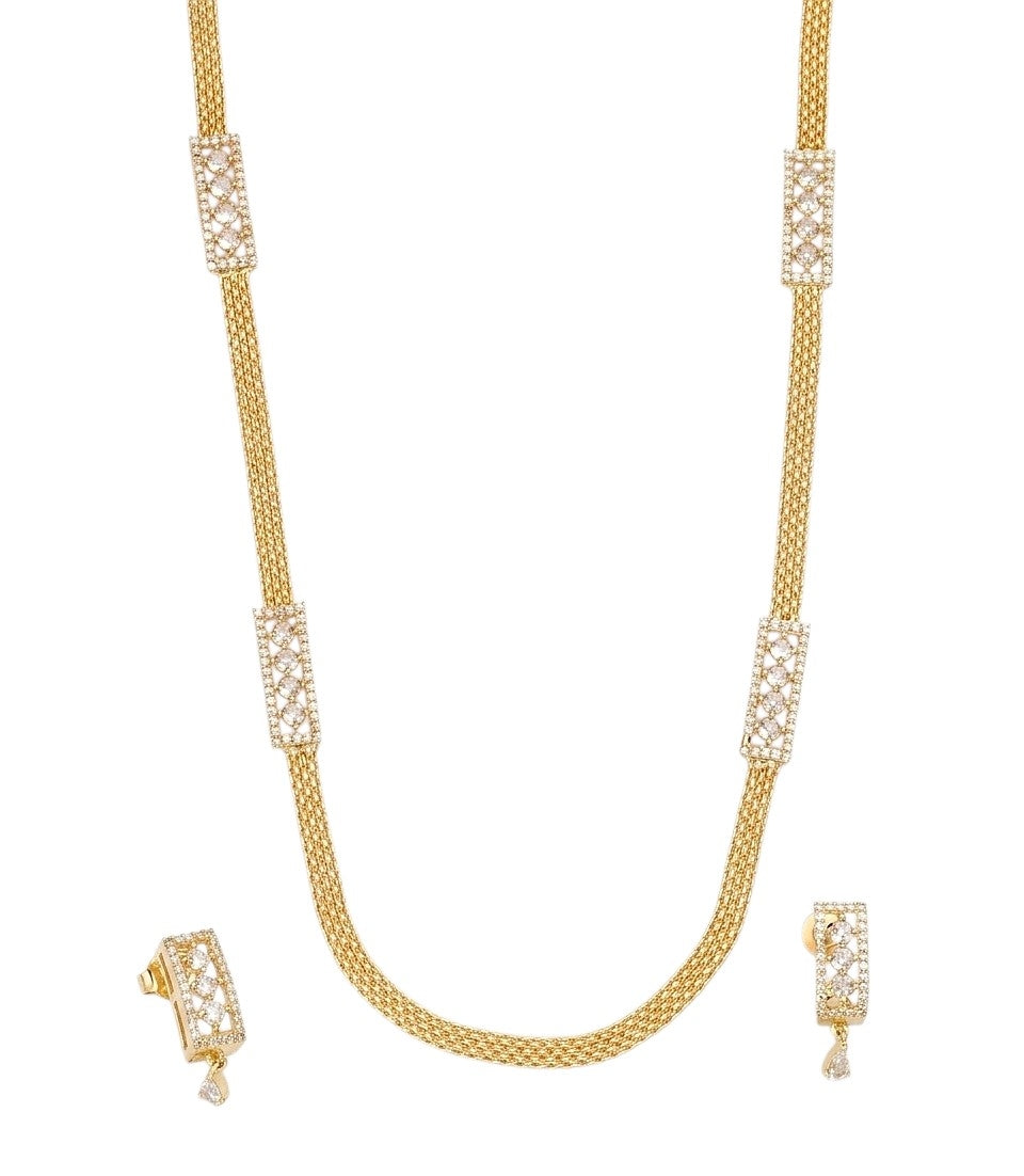 Radiant Crystal Gold Plated Necklace Set