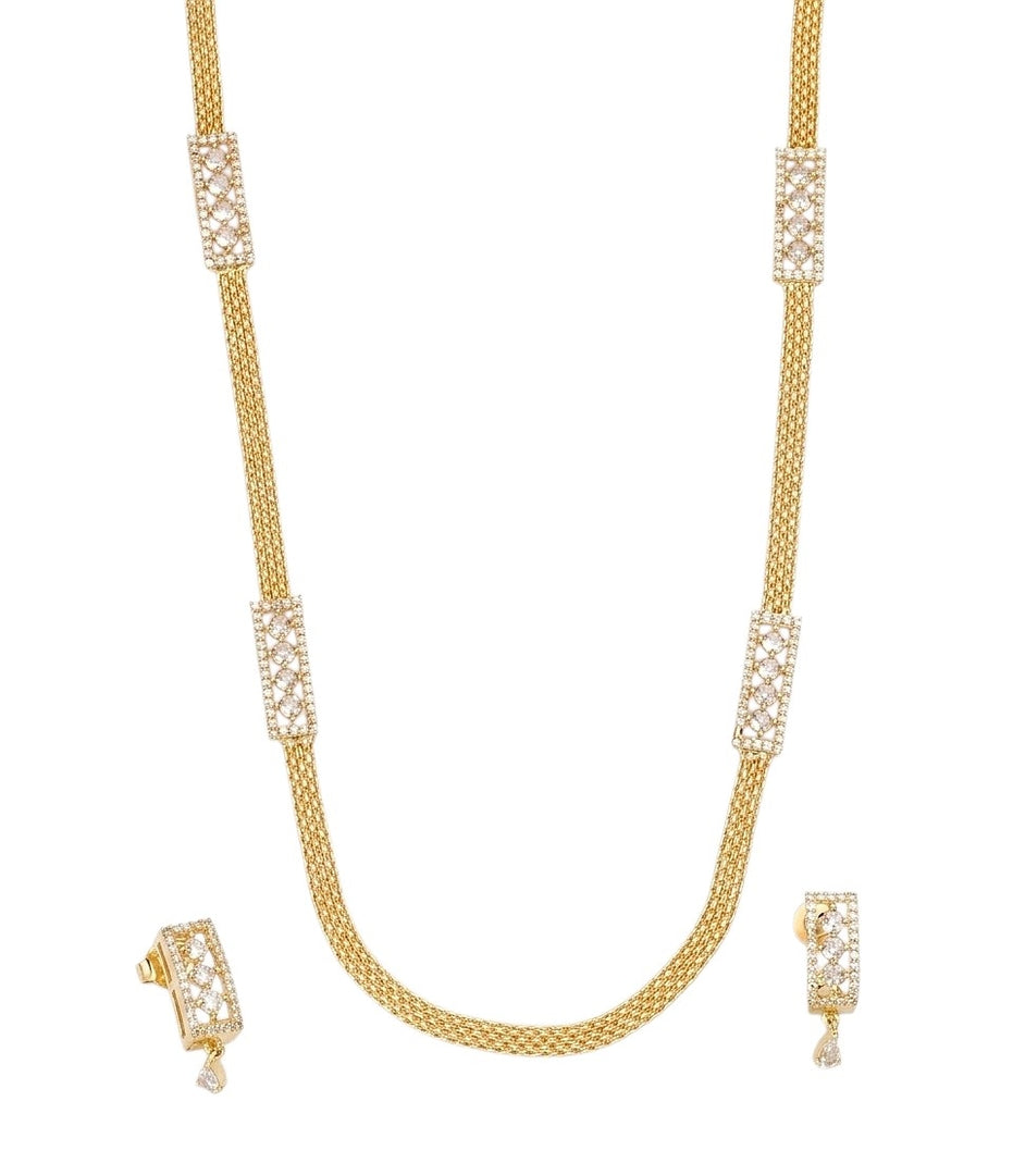 Radiant Crystal Gold Plated Necklace Set