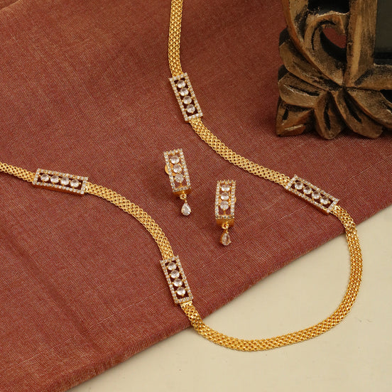 Radiant Crystal Gold Plated Necklace Set