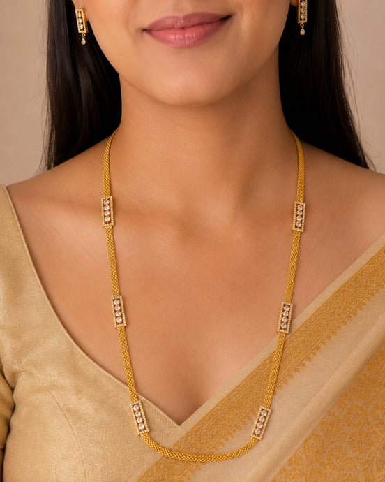 Radiant Crystal Gold Plated Necklace Set
