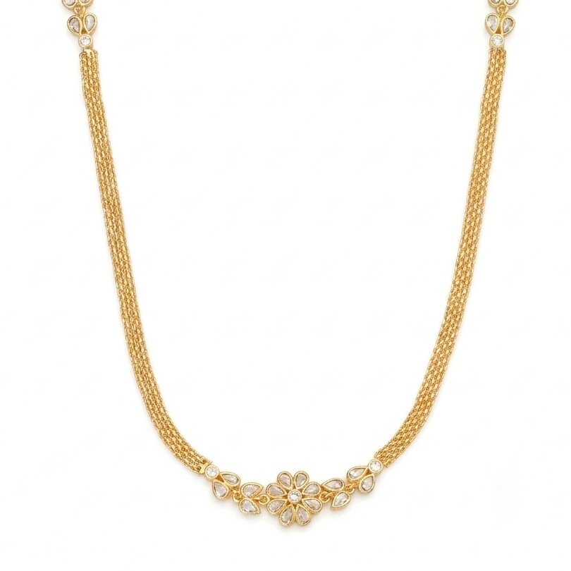 Radiant Floral Gold Plated Necklace Set