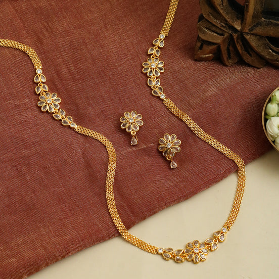 Radiant Floral Gold Plated Necklace Set