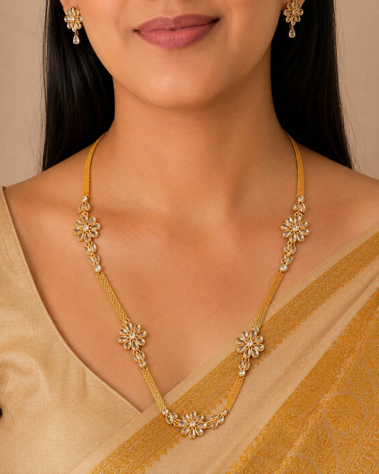 Radiant Floral Gold Plated Necklace Set