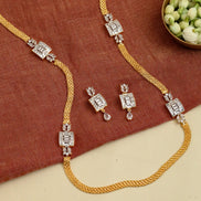 Leaflet Bridged Gold Silver Necklace Set