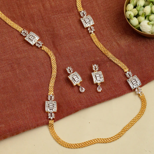 Leaflet Bridged Gold Silver Necklace Set