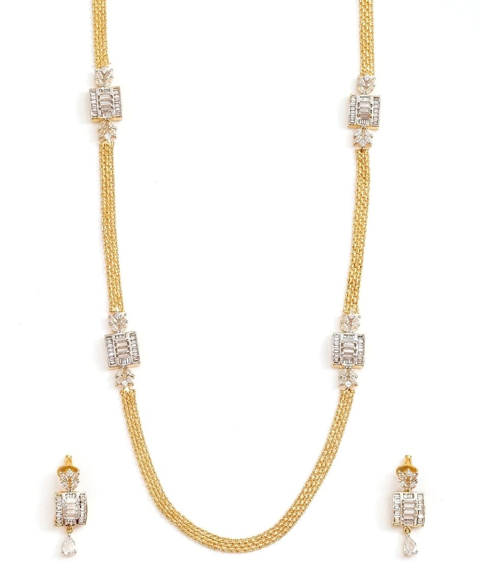 Leaflet Bridged Gold Silver Necklace Set