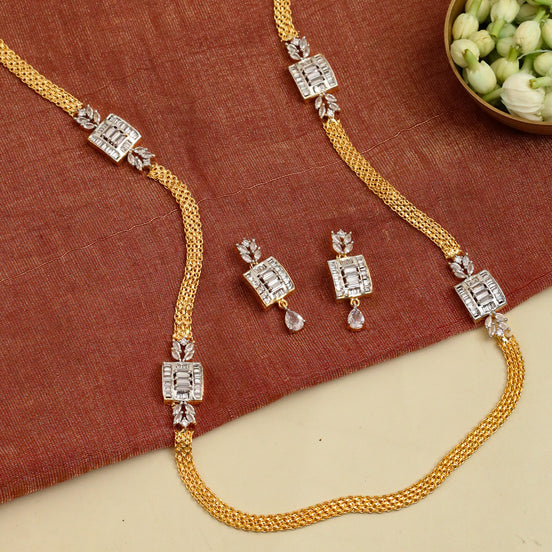 Leaflet Bridged Gold Silver Necklace Set
